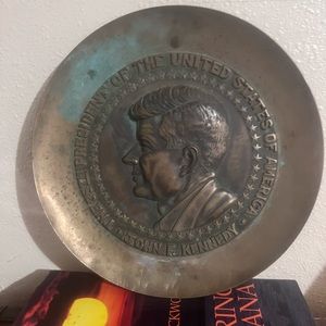 Vintage Solid Brass John F. Kennedy wall decor